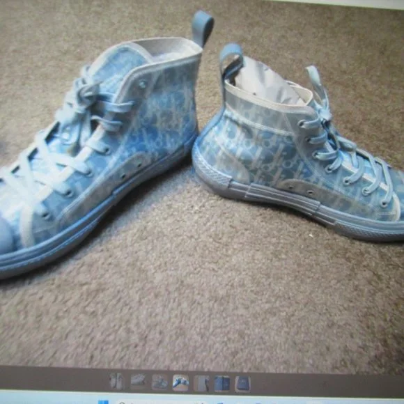 CHRISTIAN DIORLght Blue Oblique B 23 High Top Tennis Shoes size 43 New w/box